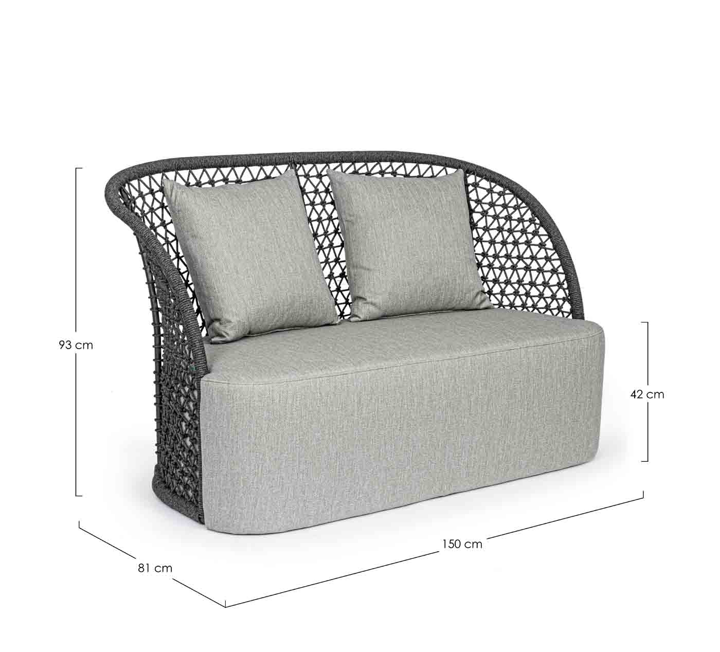 4 Sitzer Outdoorsofa Cuyen mit Kissen, Anthrazit