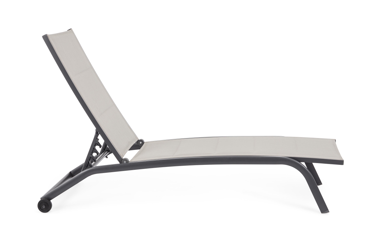 Sonnenliege Cleopass aus Aluminium mit Rolle, Stone