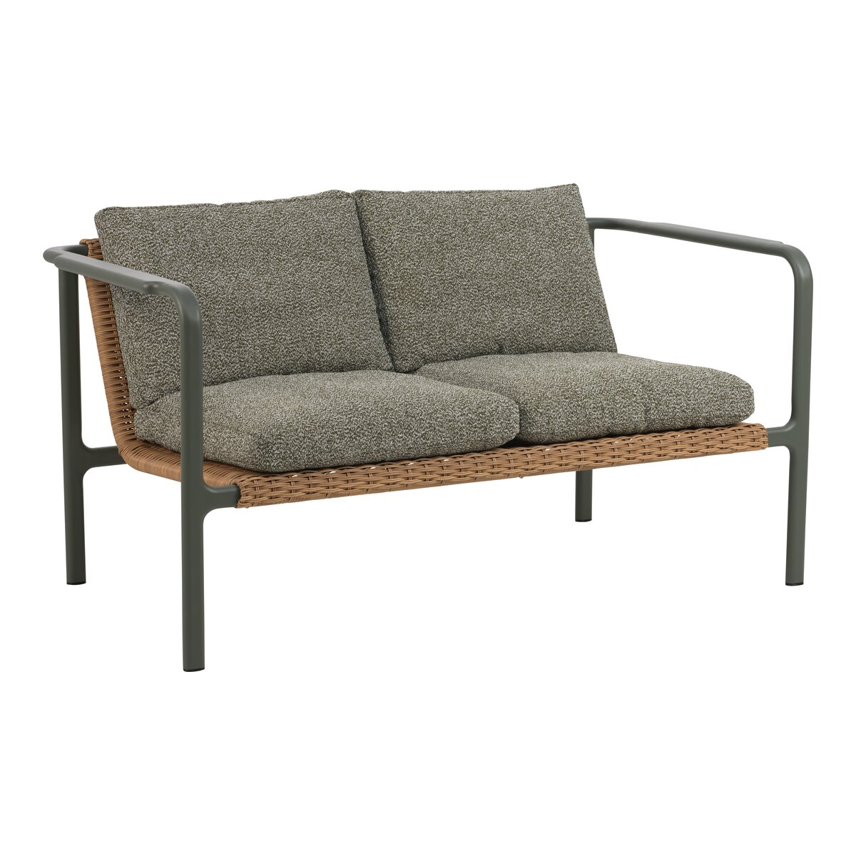 Gartensofa Motty 2-Sitzer, Aluminium & Polyrattan, Nordic Green/Verde Grün