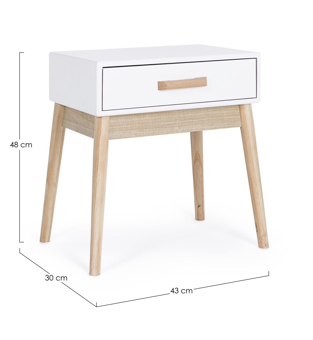 Nachttisch Ordinary aus Kiefernholz, Weiß
