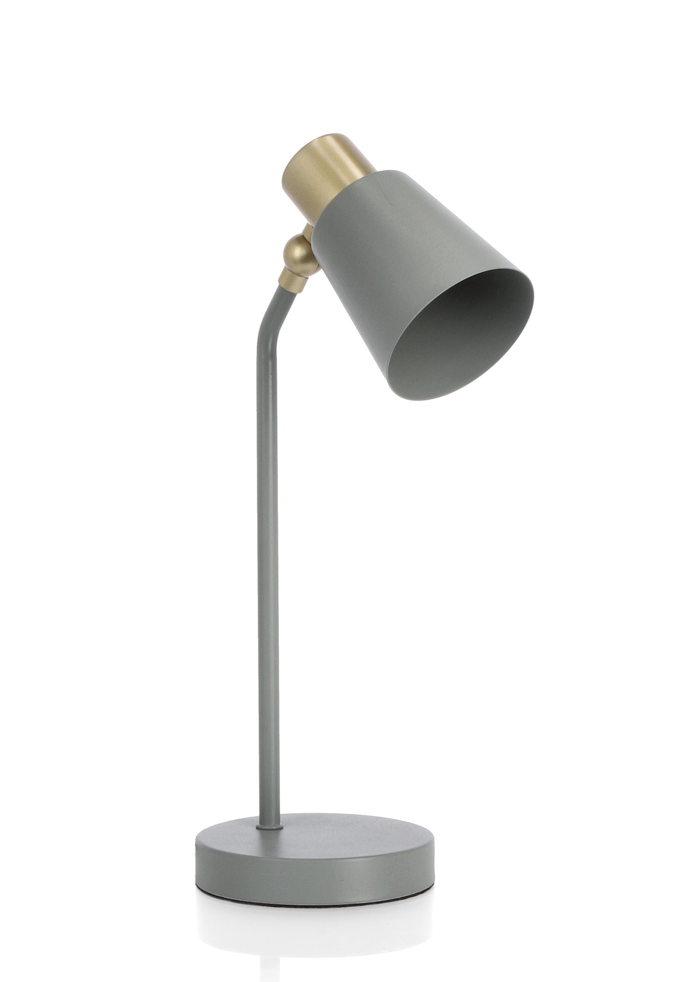 Die Stehleuchte Helsinki überzeugt mit ihrem klassischen Design. Gefertigt wurde sie aus Metall, welches einen grauen Farbton besitzt. Die Lampe besitzt Applikationen aus Kiefernholz. Die Lampe besitzt eine Höhe von 40 cm.