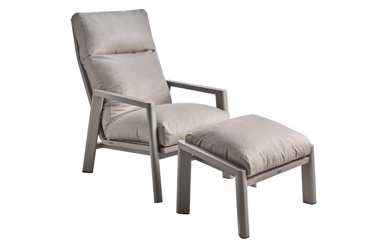 Gartensessel Slide mit verstellbarer Rückenlehne, Taupe / Beige