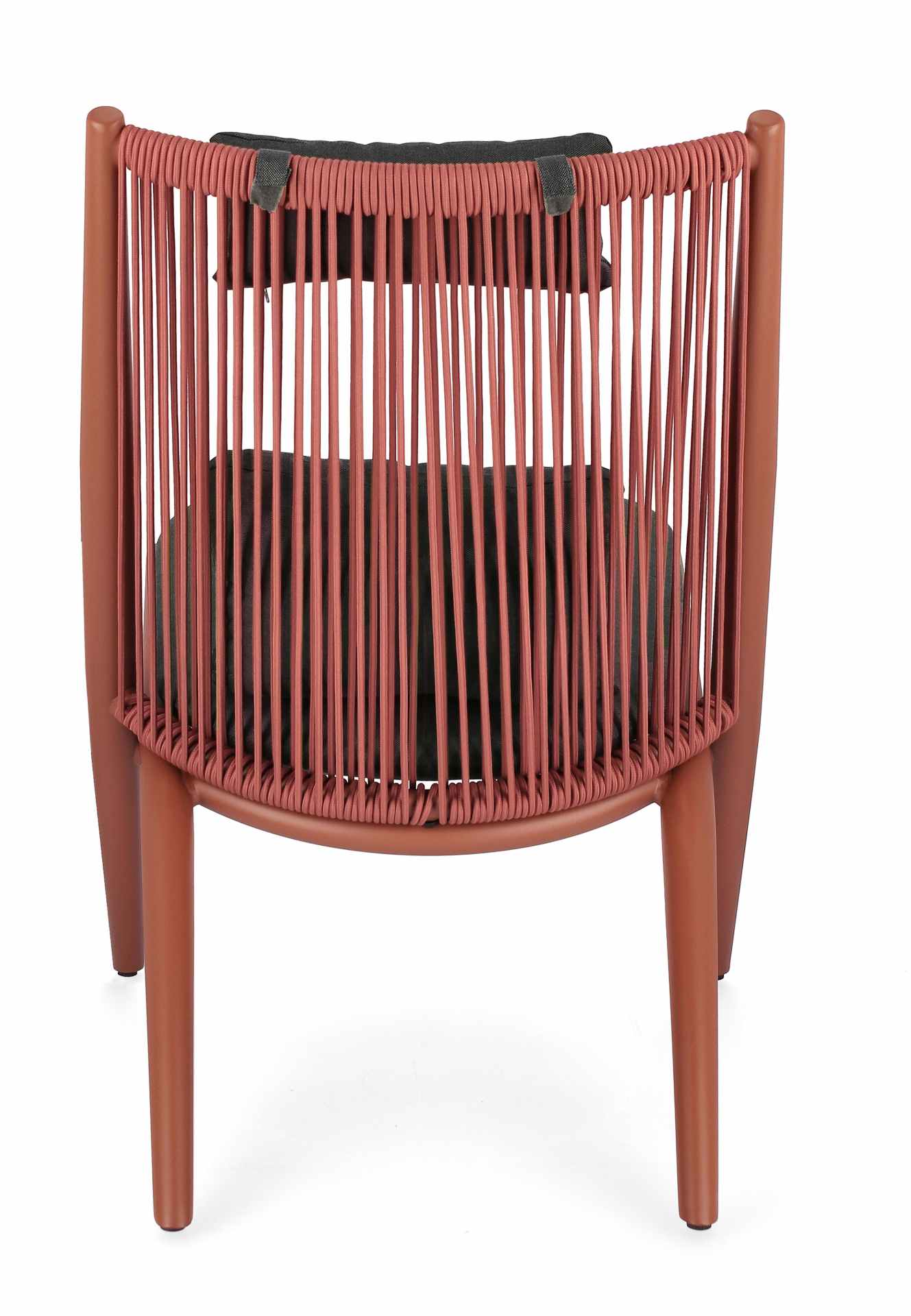 Der Gartensessel Aloha überzeugt mit seinem modernen Design. Gefertigt wurde er aus Kunstfaser-Stoff, welcher einen grauen Farbton besitzt. Das Gestell ist aus Aluminium und hat eine rote Farbe. Der Sessel verfügt über eine Sitzhöhe von 46 cm und ist für 