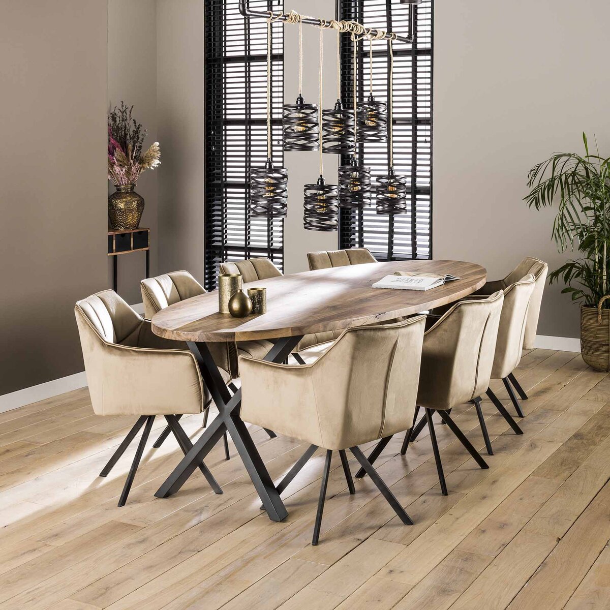 Armlehnstuhl Spinras 2er-Set Samt, modern drehbar, champagner, gepolstert für hohen Komfort