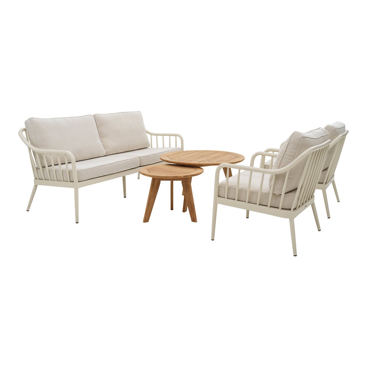 Gartensessel Coleville Perlweiß/Dot Beige - aus Aluminium & Olefin, inkl. Kissen