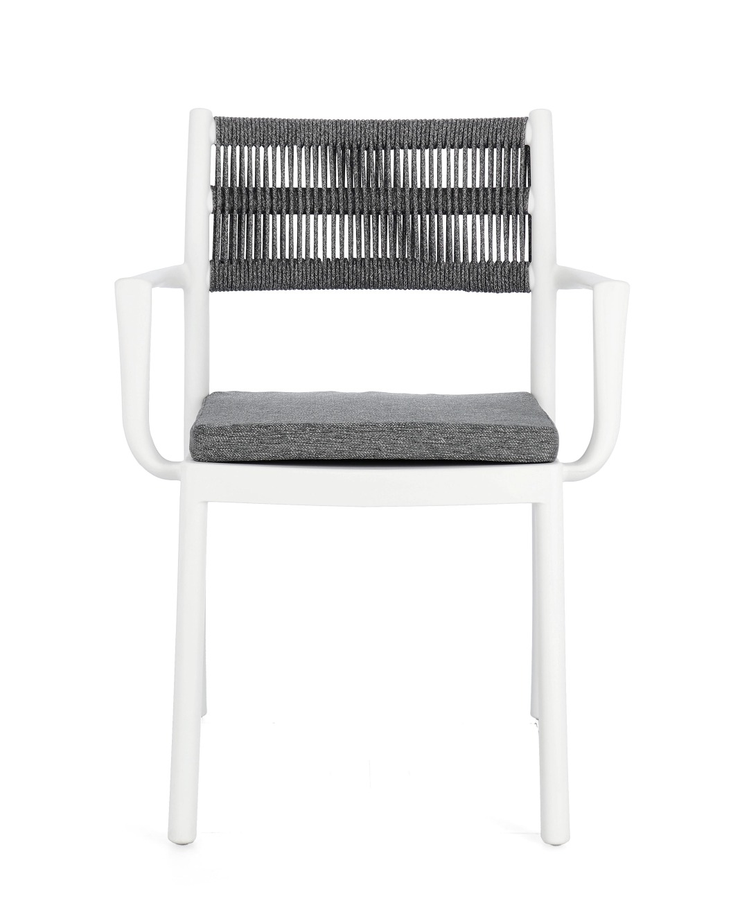 Gartenstuhl Alvin mit Armlehne, Weiß / Dunkelgrau