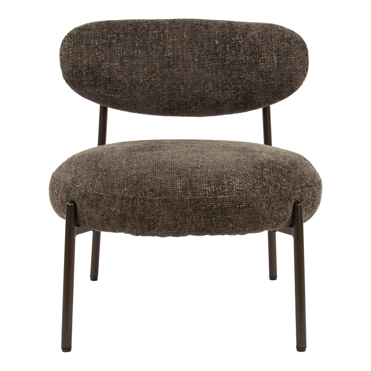Sessel Velcira Rund aus Webstoff, modern und komfortabel, Braun, weiche Polsterung