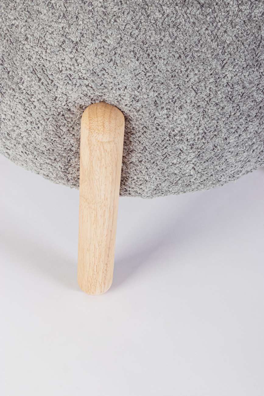 Hocker Dayla aus Boucle-Stoff, Grau