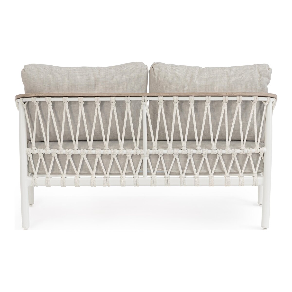 2-Sitzer Gartensofa Fenix - Aluminium & Seilgeflecht, inkl. Kissen, Off-White