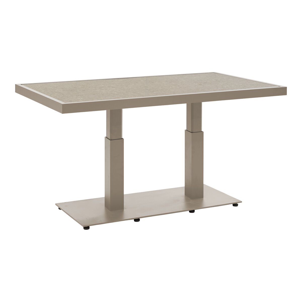Gartencouchtisch Scale - Aluminium & Keramik, Höhenverstellbar, 140x85 cm, Khaki