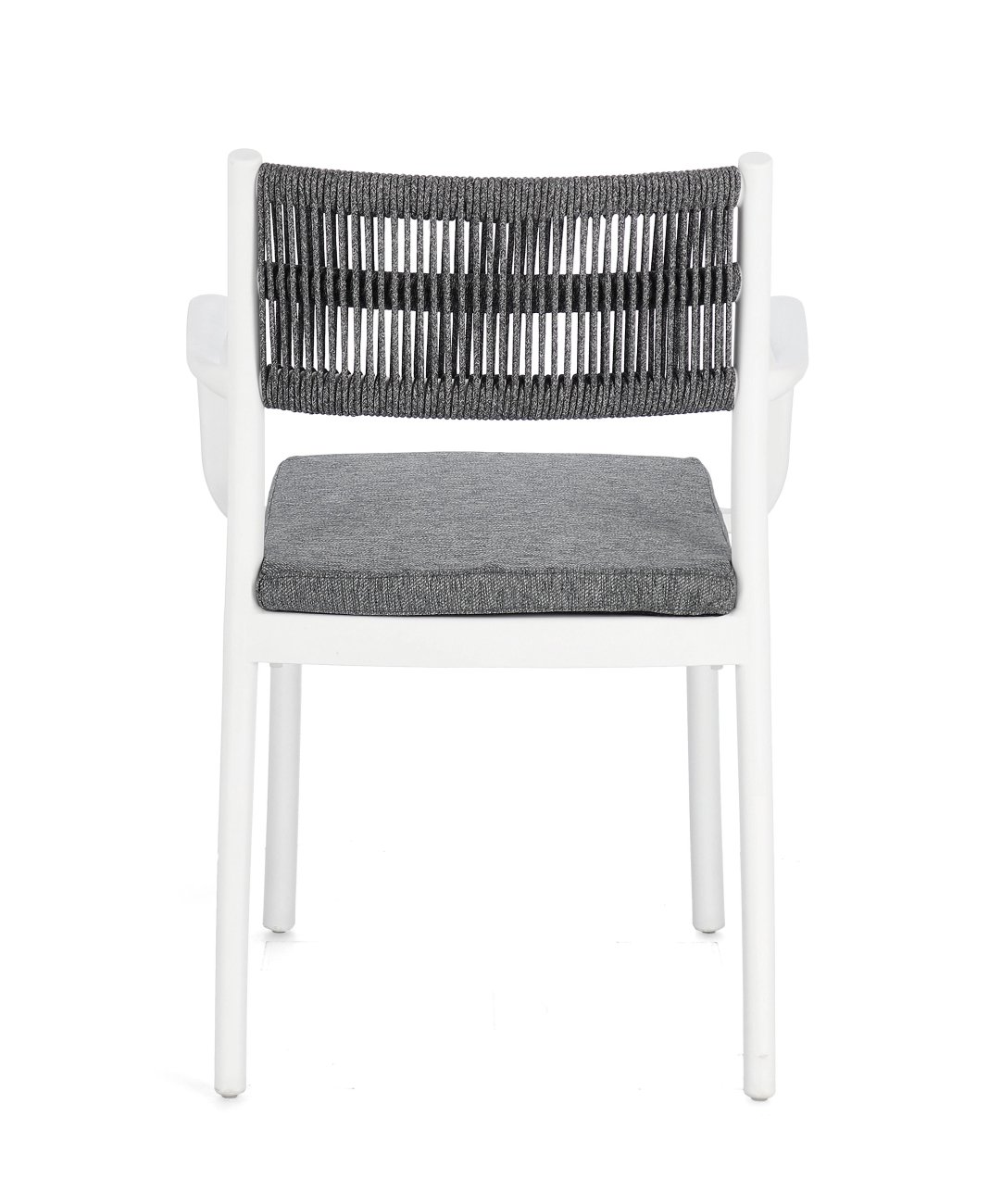 Gartenstuhl Alvin mit Armlehne, Weiß / Dunkelgrau
