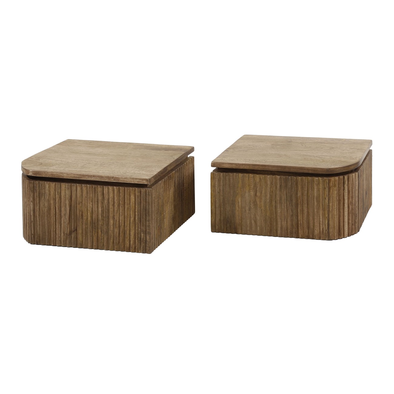 2er-Set Nachttisch Vagula - Mangoholz massiv Natur, mit Schublade 2er-Set Nachttisch Vagula - Mangoholz massiv Natur, mit Schublade