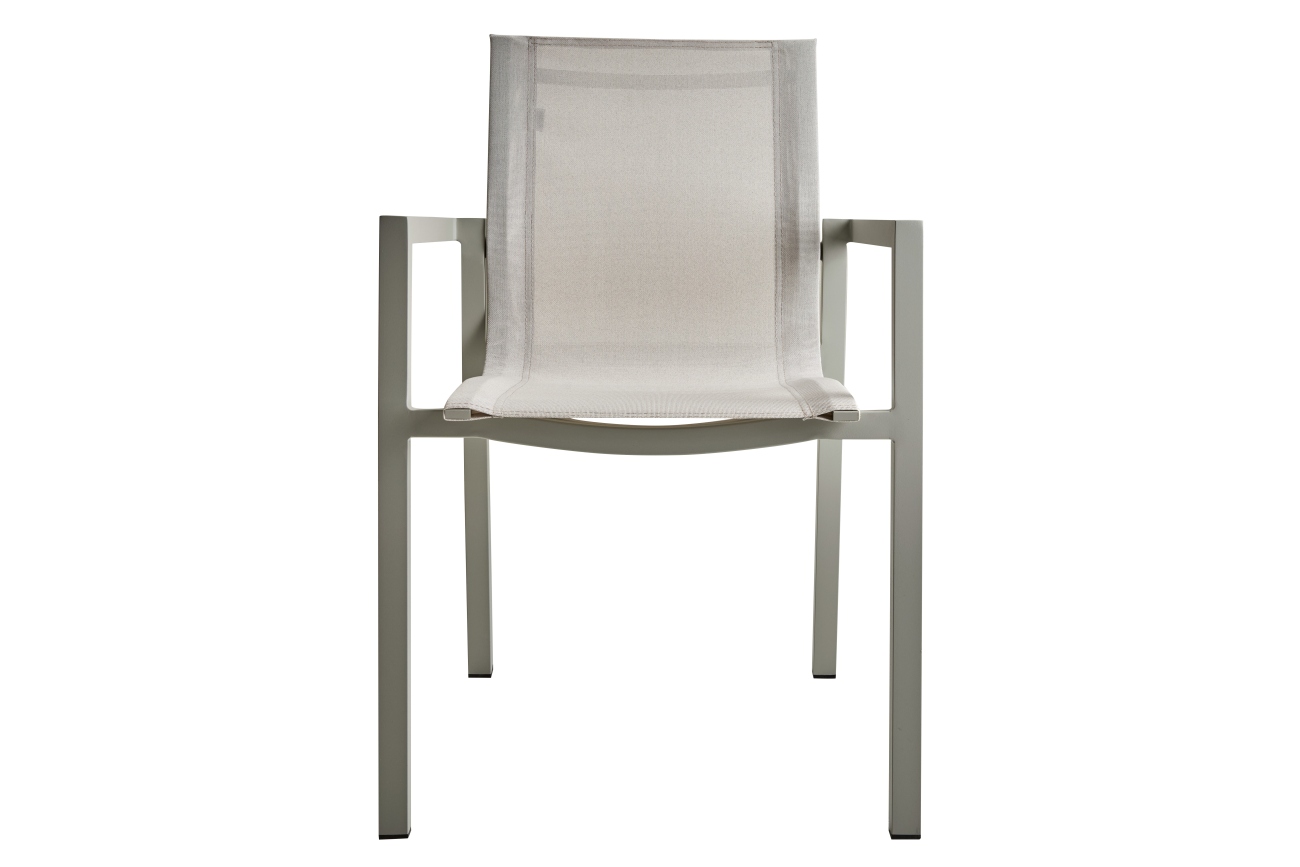 Gartenstuhl Delia aus Textilene, Hellgrau / Off-White