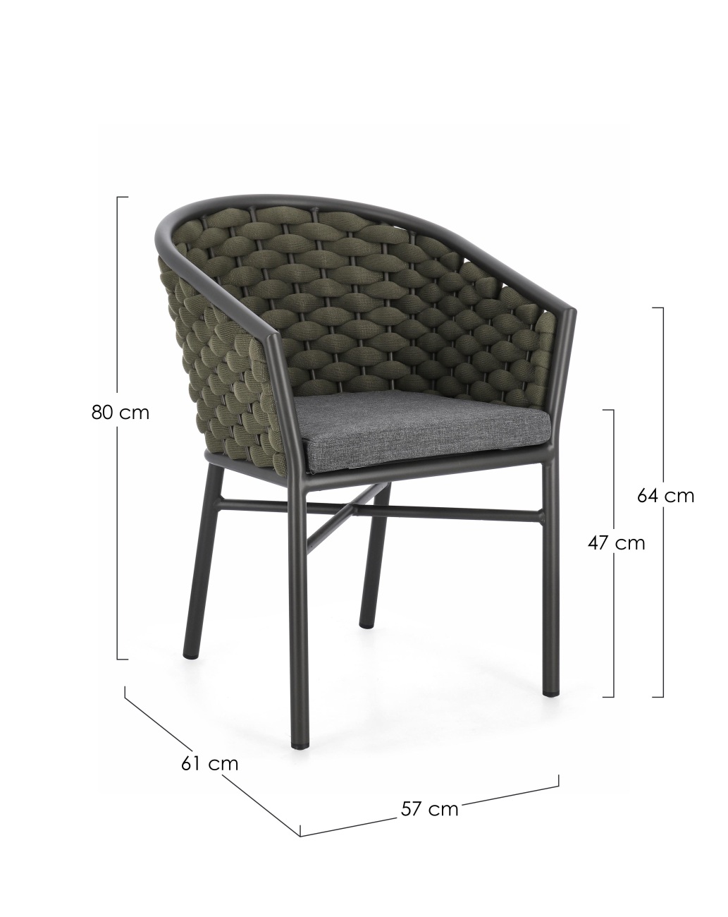 Gartenstuhl Margalida aus Aluminium, Grün / Anthrazit