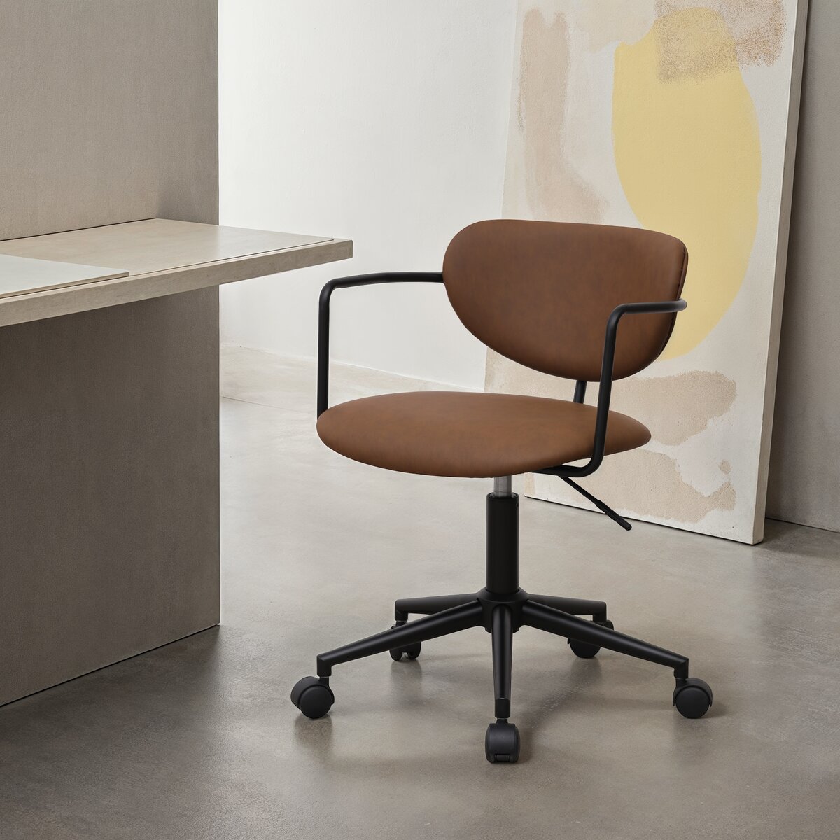 Bürostuhl Odila aus Kunstleder - Drehbar, Höhenverstellbar, Neigbar, Dunkelbraun