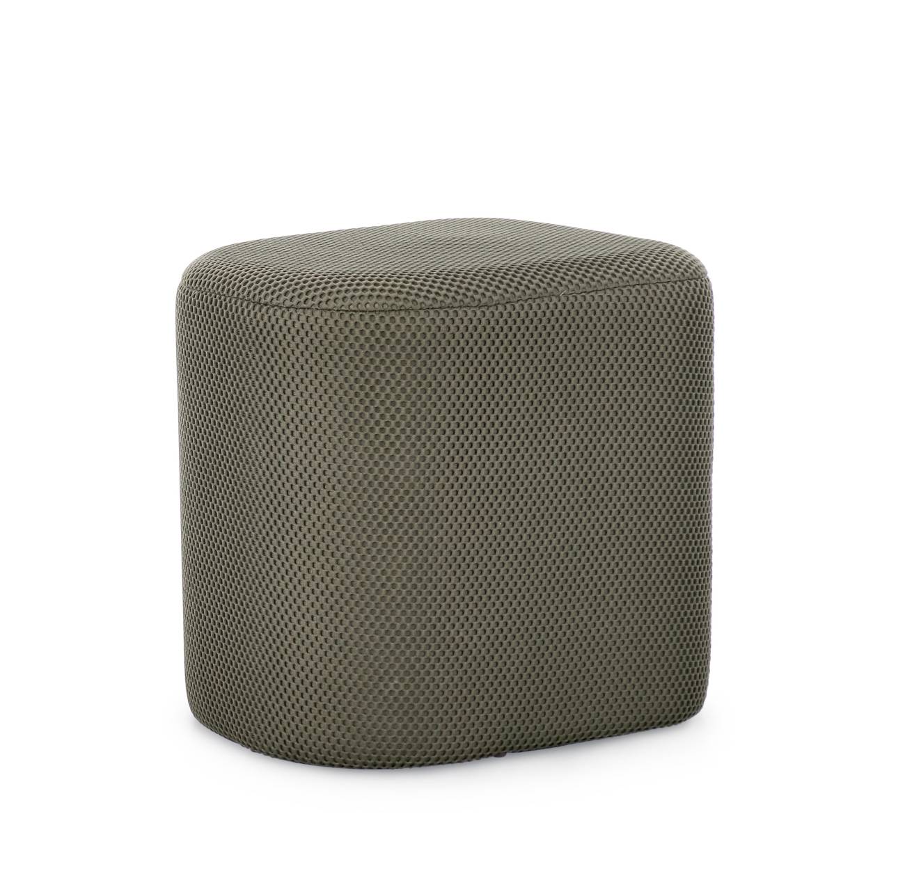 Pouf Darya aus Waben-Stoff, Dunkelgrün