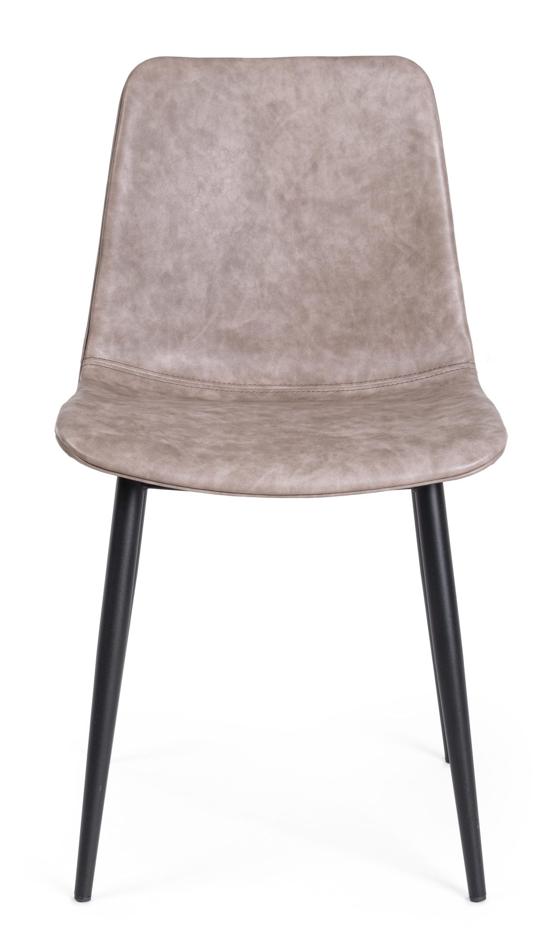 Der Esszimmerstuhl Kyra überzeugt mit seinem modernen Design. Gefertigt wurde der Stuhl aus Kunstleder, welcher einen Beige Farbton besitzt. Das Gestell ist aus Metall und ist Schwarz. Die Sitzhöhe beträgt 44 cm.