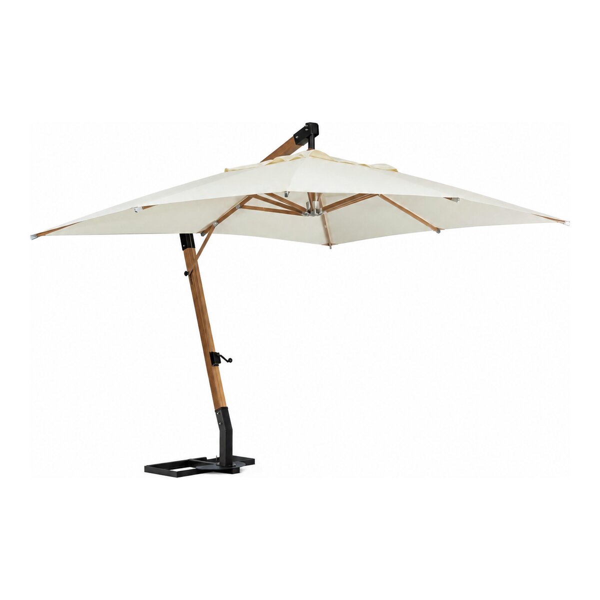 Ampelschirm Capua - Teakholz Natur, Polyester-Stoff Ecru, 3x4 m