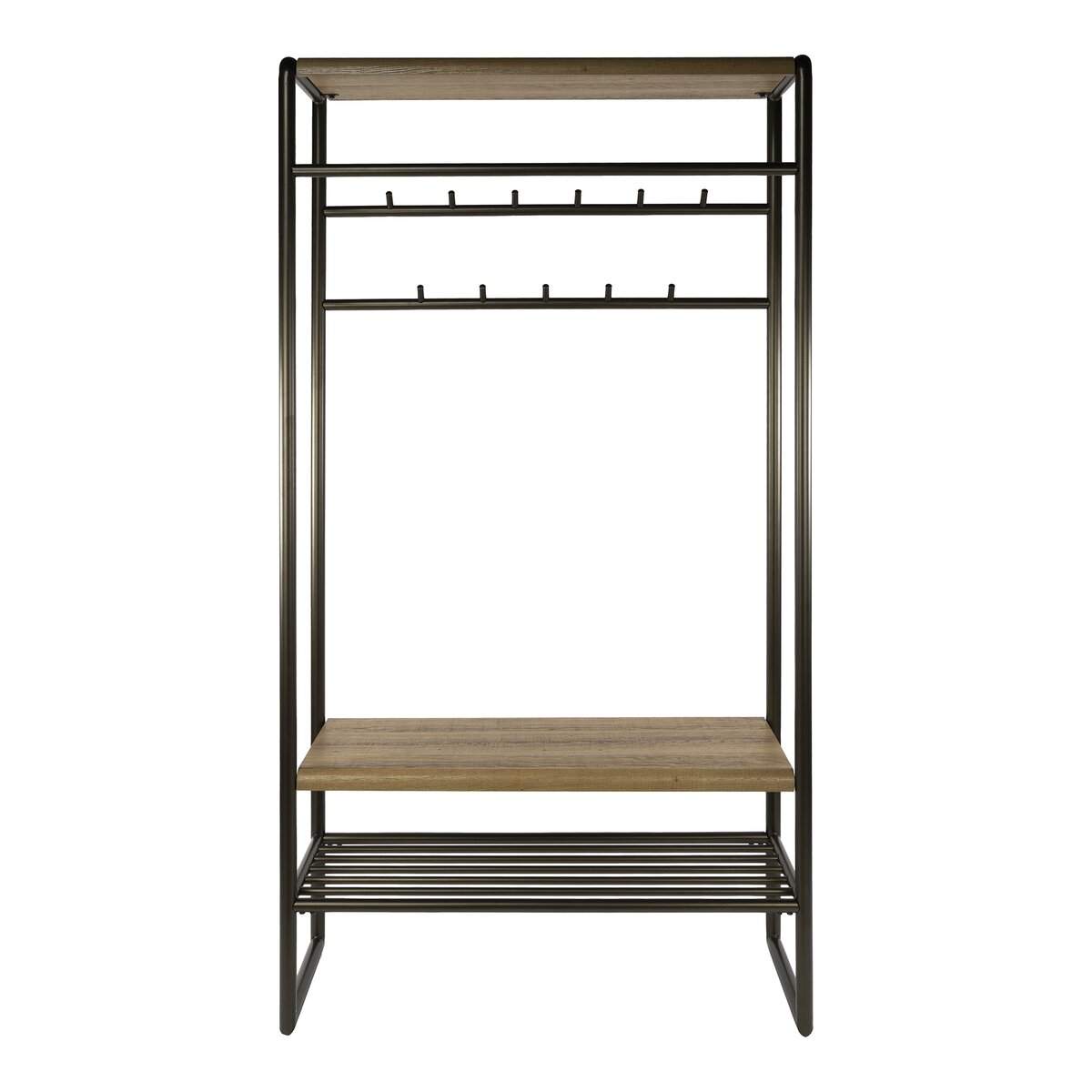 Garderobenmöbel Onul 100 cm Metall Bronze mit Ablagen in Eichenoptik