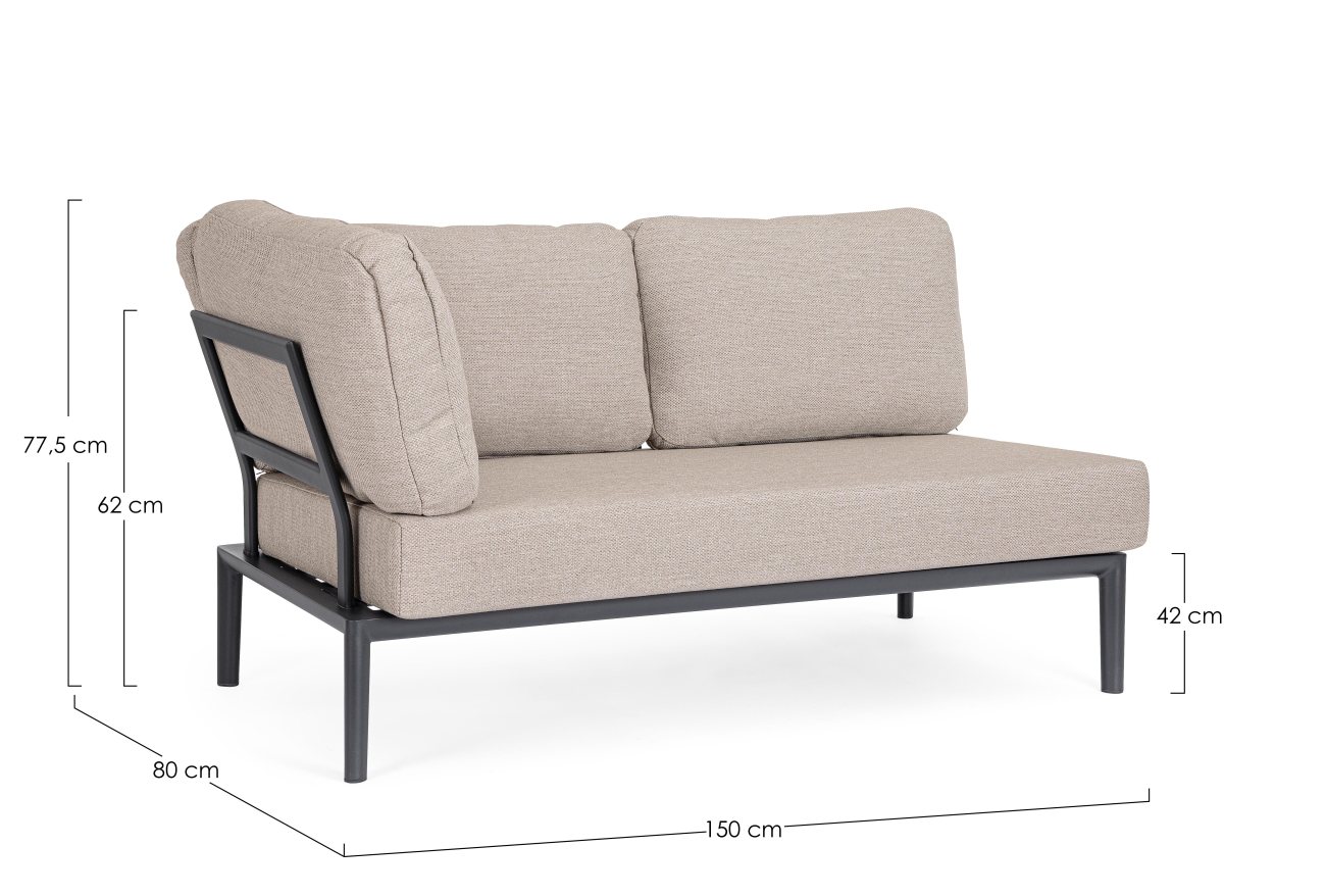 Gartenmodulsofa Gerald aus Aluminium Eck-Element, Anthrazit