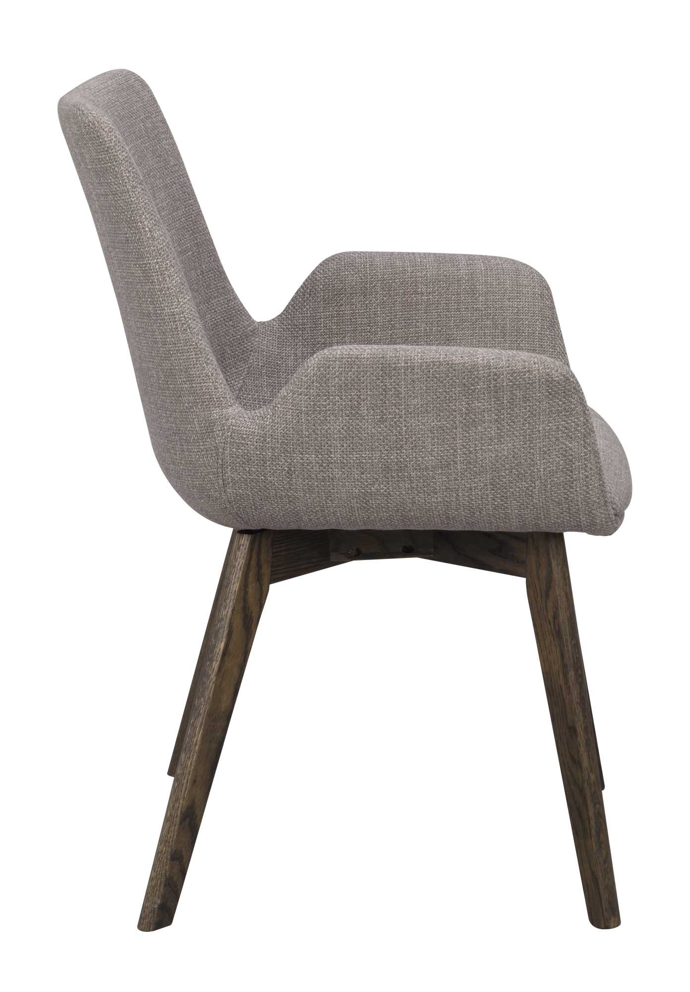 Design trifft Funktion: Stuhl Drimsdale 2er Set mit Armlehne, Grau / Braun.