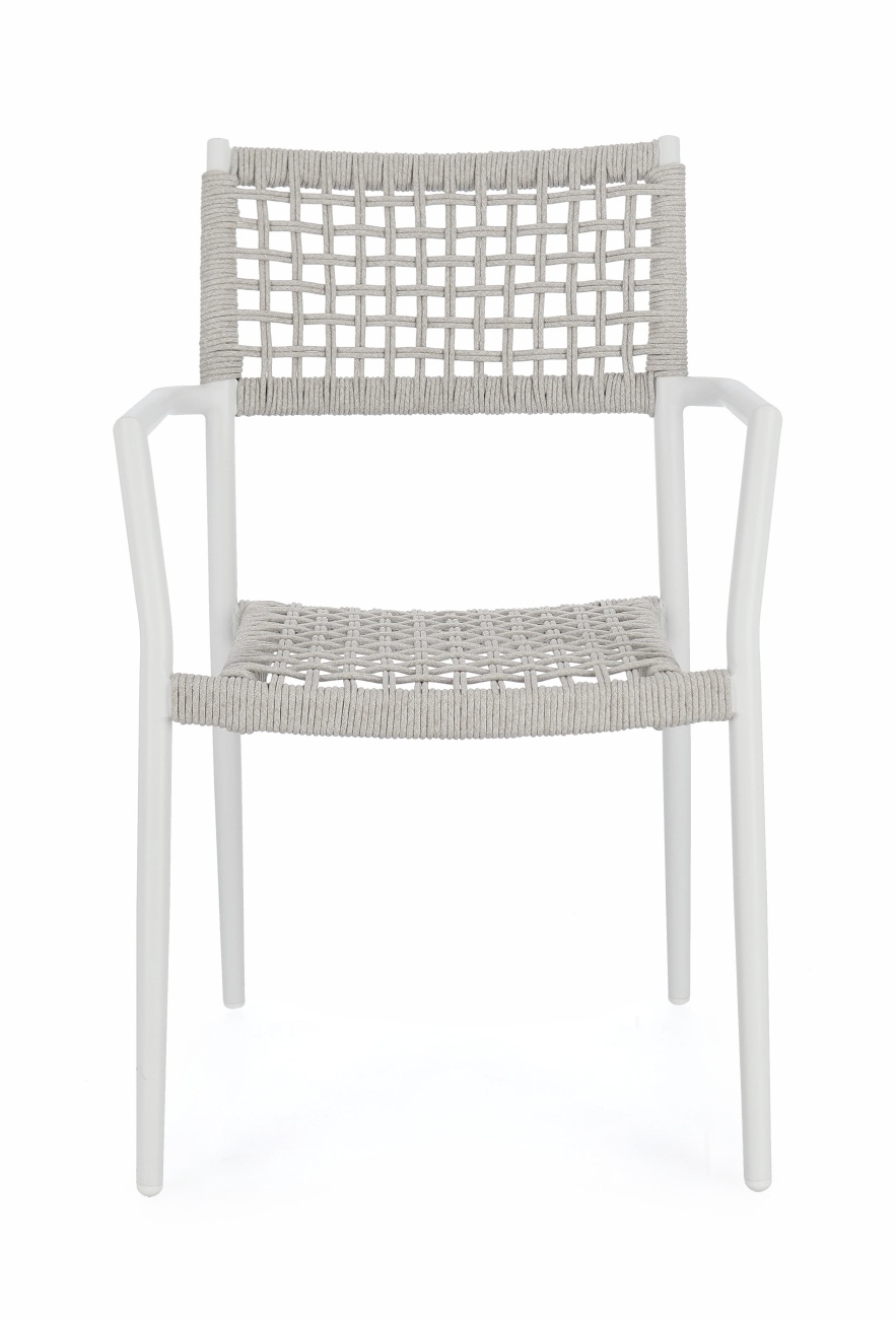 Gartenstuhl Caleta aus Aluminium, Hellgrau / Weiß