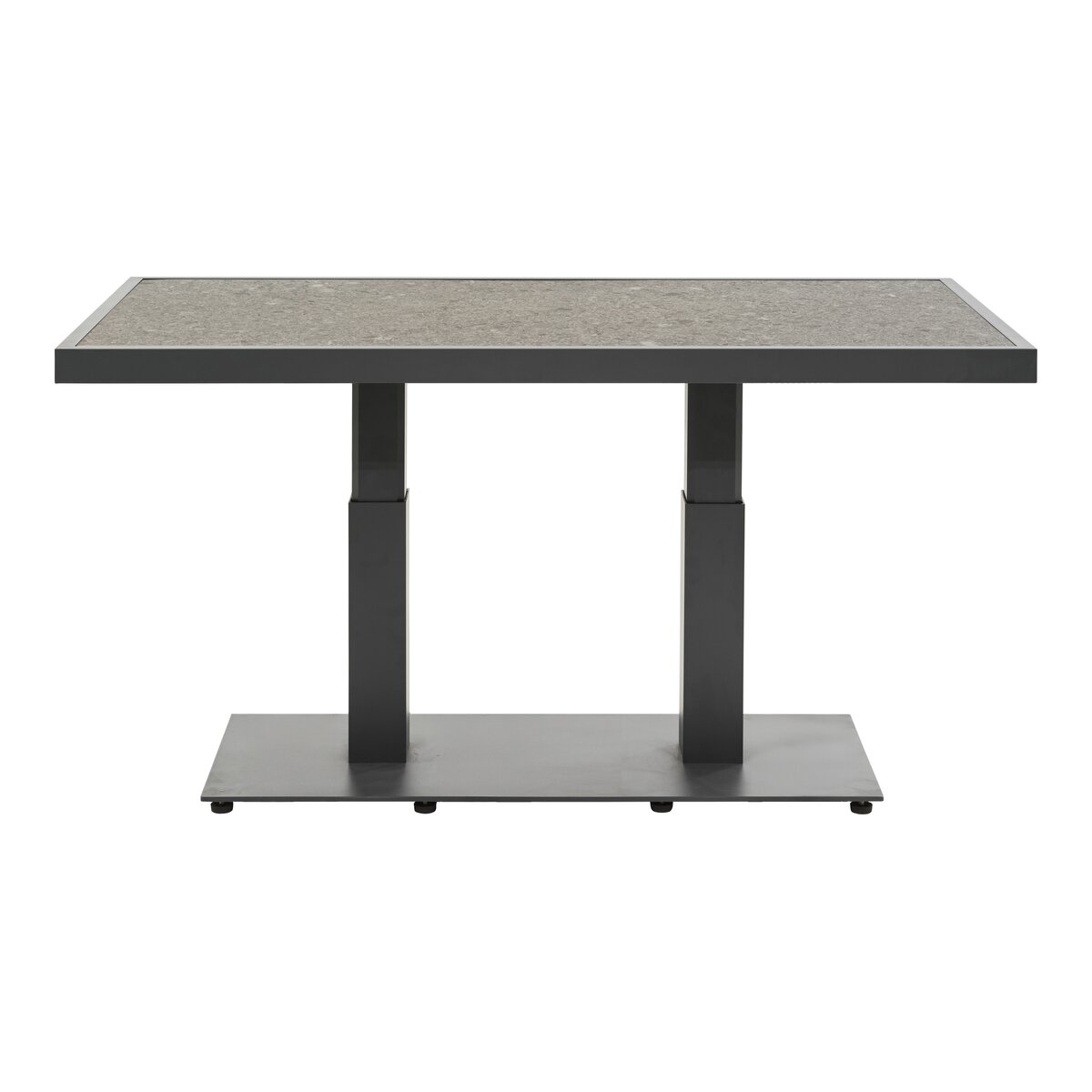 Gartencouchtisch Scale - Aluminium & Keramik, Höhenverstellbar, 140x85 cm, Anthrazit