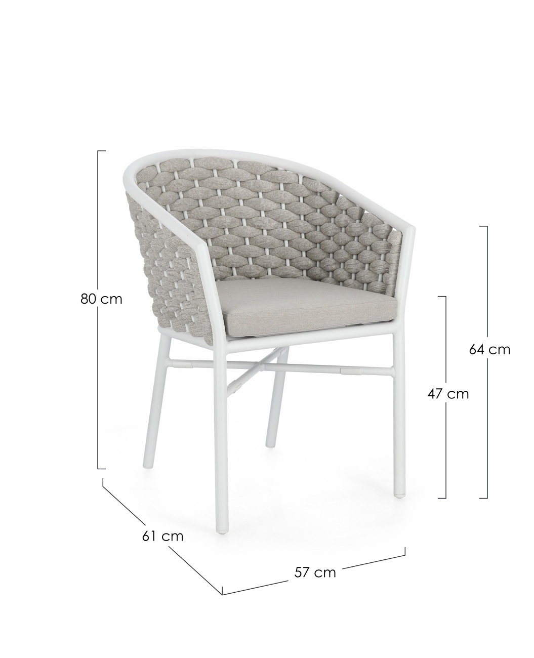 Gartenstuhl Margalida aus Aluminium, Hellgrau / Weiß