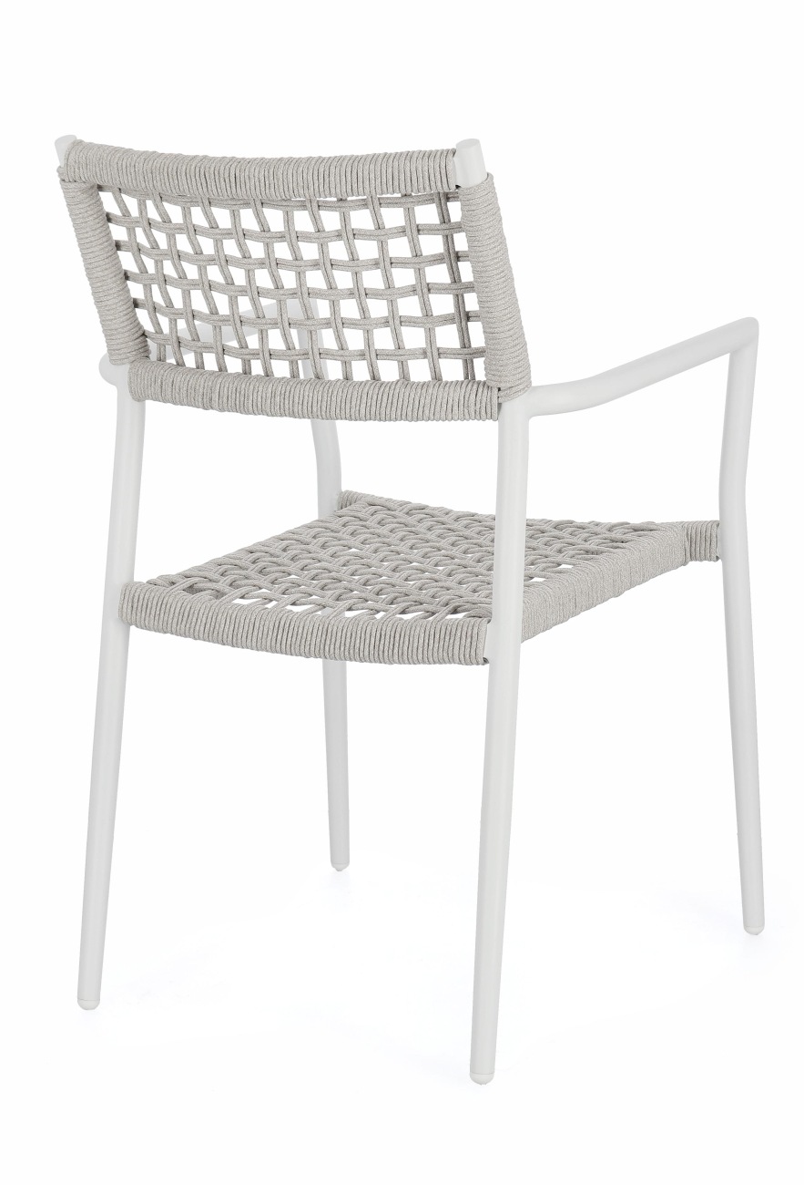 Gartenstuhl Caleta aus Aluminium, Hellgrau / Weiß