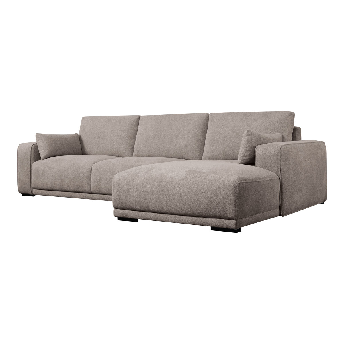 Ecksofa Fonora Taupe - Rechte Recamiere, Federkern & OEKO-TEX Stoff