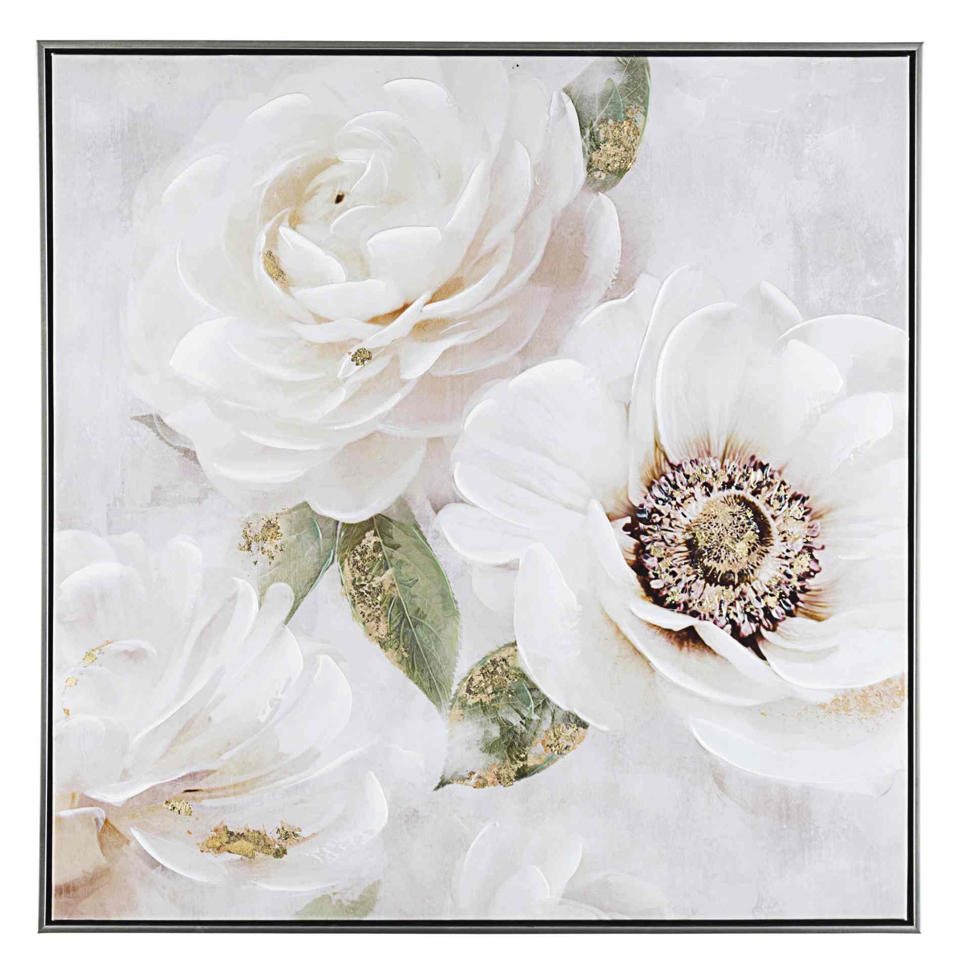 Das Bild White Rose No.2 überzeugt mit ihrem klassischen Design. Das Bild verfügt über einen Druck auf Leinwand. Das Gestell ist aus Kiefernholz und der Rahmen aus Kunststoff. Die Maße sind 72x72 cm.