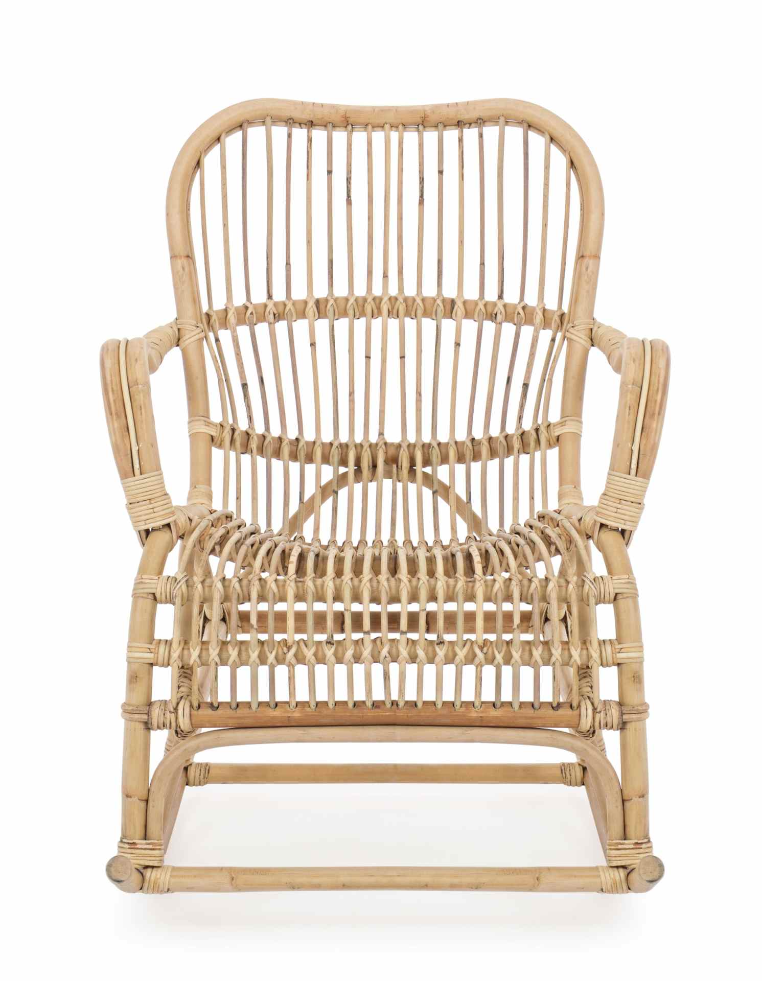 Der Sessel Casimira überzeugt mit seinem klassischen Design. Gefertigt wurde er aus Rattan, welches einen natürlichen Farbton besitzt. Das Gestell ist auch aus Rattan. Der Sessel besitzt eine Sitzhöhe von 49 cm. Die Breite beträgt 66 cm.