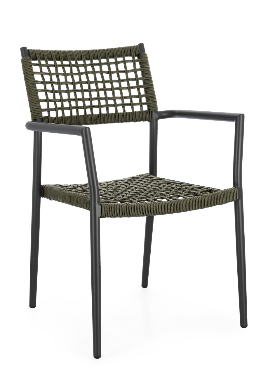 Gartenstuhl Caleta aus Aluminium, Grün / Anthrazit Gartenstuhl Caleta aus Aluminium, Grün / Anthrazit