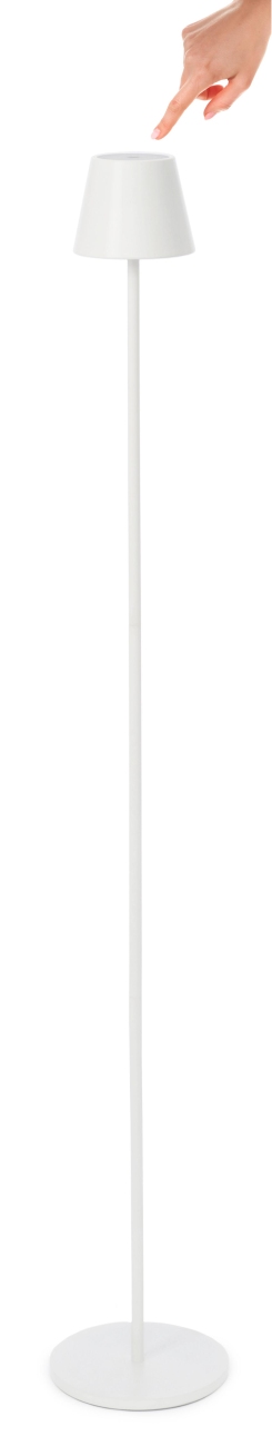 Die Outdoor Lampe Etna überzeugt mit ihrem modernen Design. Gefertigt wurde sie aus Metall, welches einen weißen Farbton besitzt. Die Lampe besitzt eine Höhe von 115 cm.