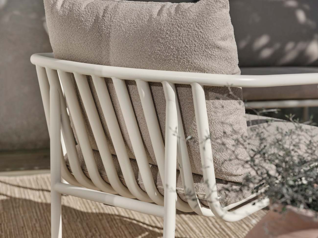 Gartensessel Bendt mit Kissen, Perlweiß