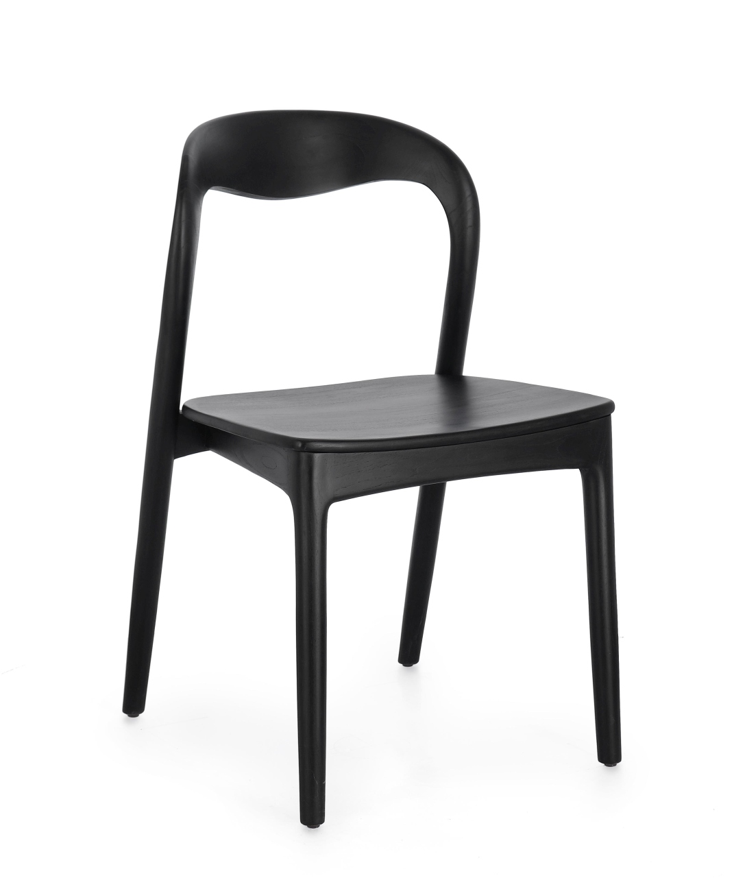 Esszimmerstuhl Miley aus Teakholz, Schwarz Esszimmerstuhl Miley aus Teakholz, Schwarz