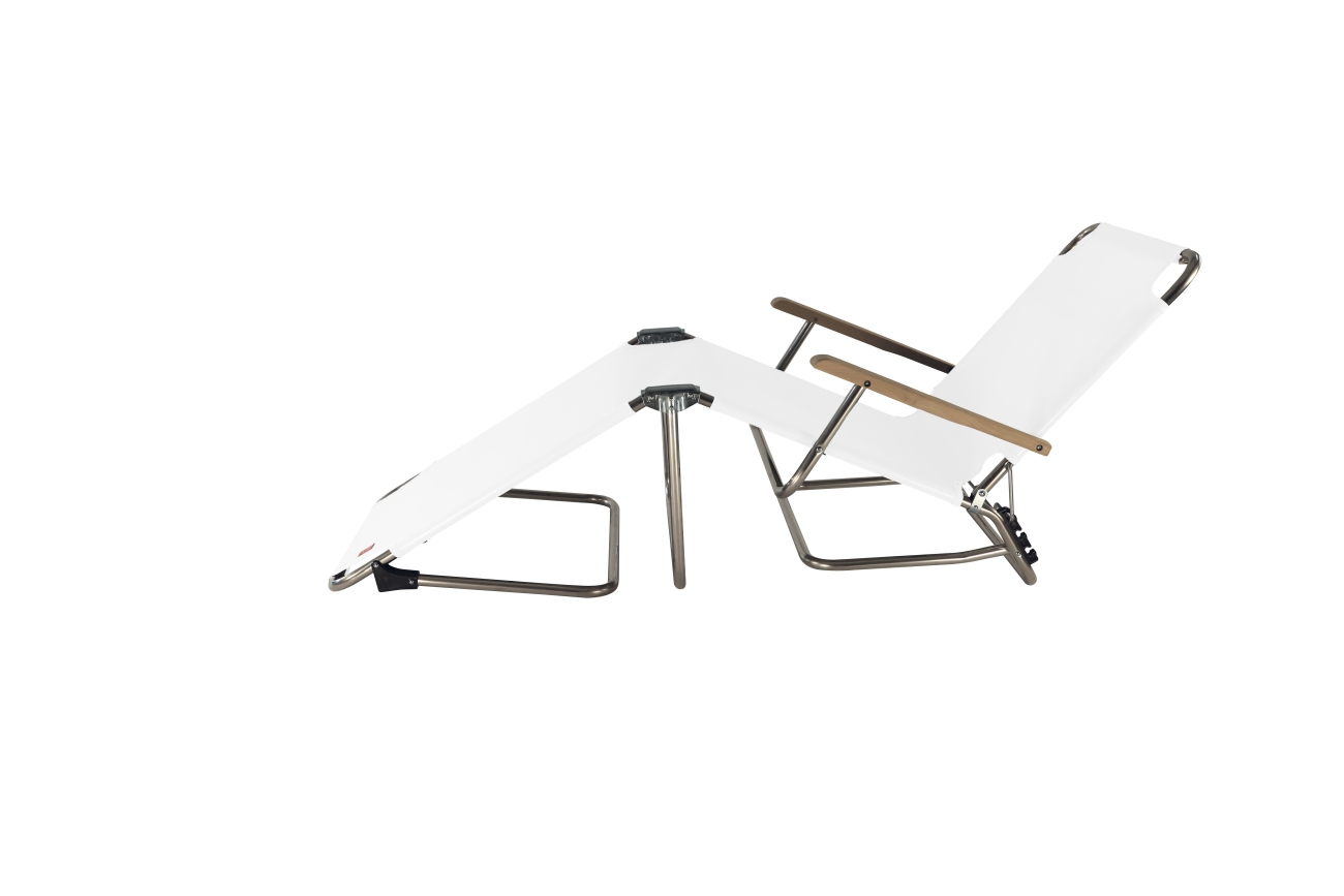 Dreibeinliege Amigo 40+ aus Aluminium mit Armlehne, Weiß