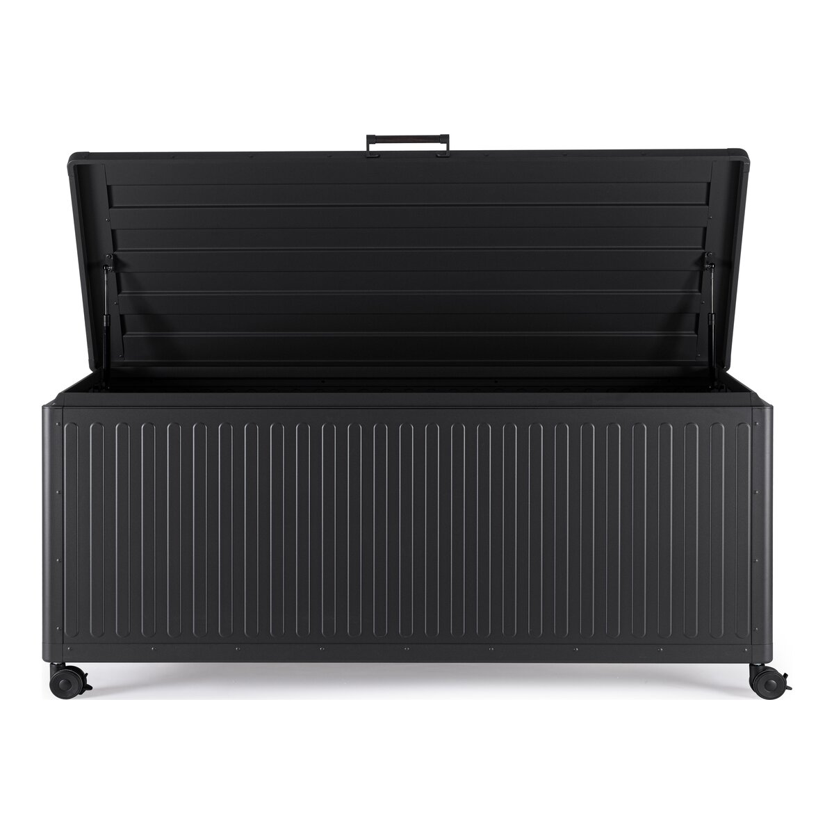 Gartentruhe Ocean - Aluminium Anthrazit, mit Gaskolben und Rollen, Größe L