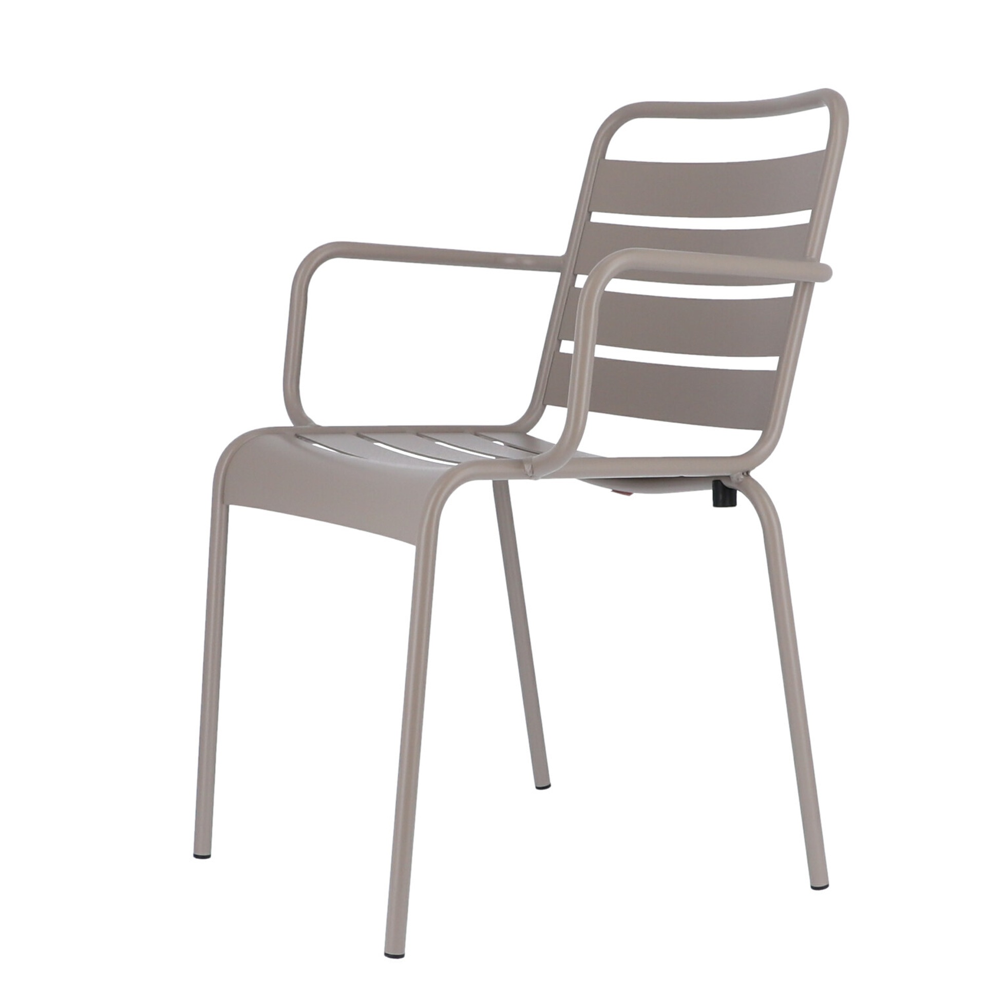 Der moderne Stapelsessel Mya wurde aus Aluminium gefertigt und hat einen taupe Farbton. Designet wurde der Sessel von der Marke Jan Kurtz.