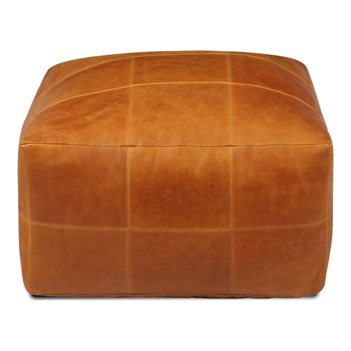 Pouf Anneta aus Leder 75x75 cm, Cognac