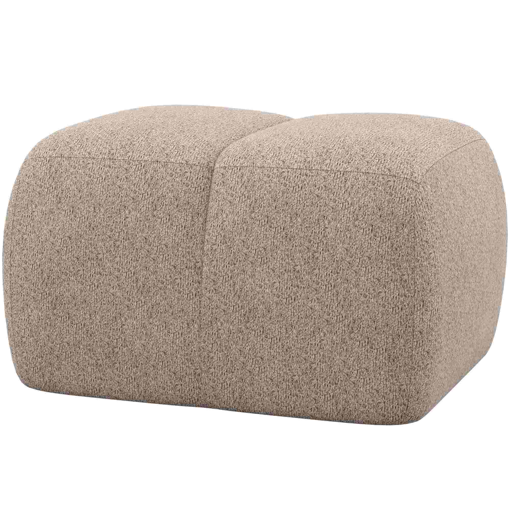 Hocker Mojo Wollen-Stoff Sand - bequemer Polsterhocker, 84 x 64 x 45 cm