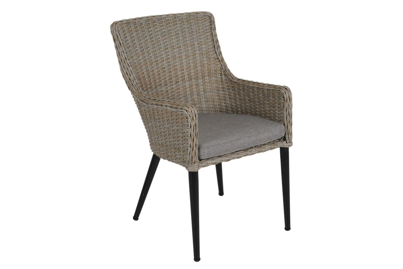 Der Gartenstuhl Lavendel überzeugt mit seinem modernen Design. Gefertigt wurde er aus Rattan, welcher einen braunen Farbton besitzt. Das Gestell ist aus Metall und hat eine schwarze Farbe. Die Sitzhöhe des Stuhls beträgt 48 cm.