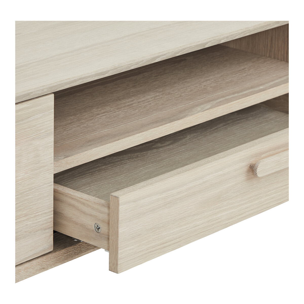 TV-Board Otaro Eiche Whitewash 160 cm - mit Türen, Schublade & Soft-Close