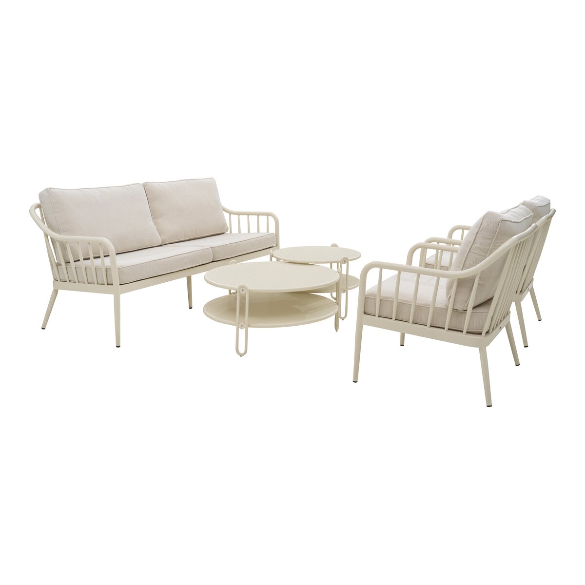 Gartensessel Coleville Perlweiß/Dot Beige - aus Aluminium & Olefin, inkl. Kissen