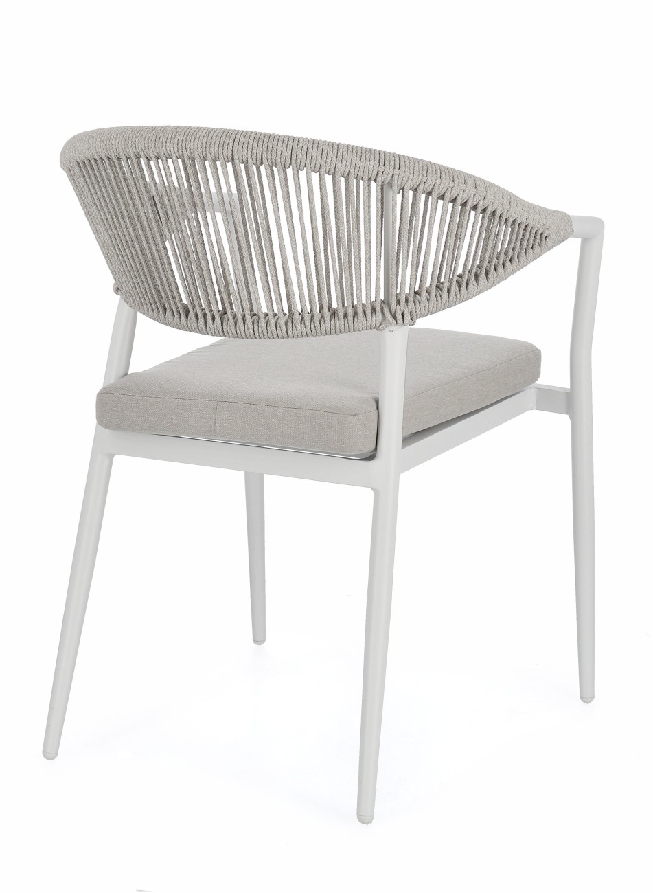 Gartenstuhl Millor aus Aluminium, Hellgrau / Weiß