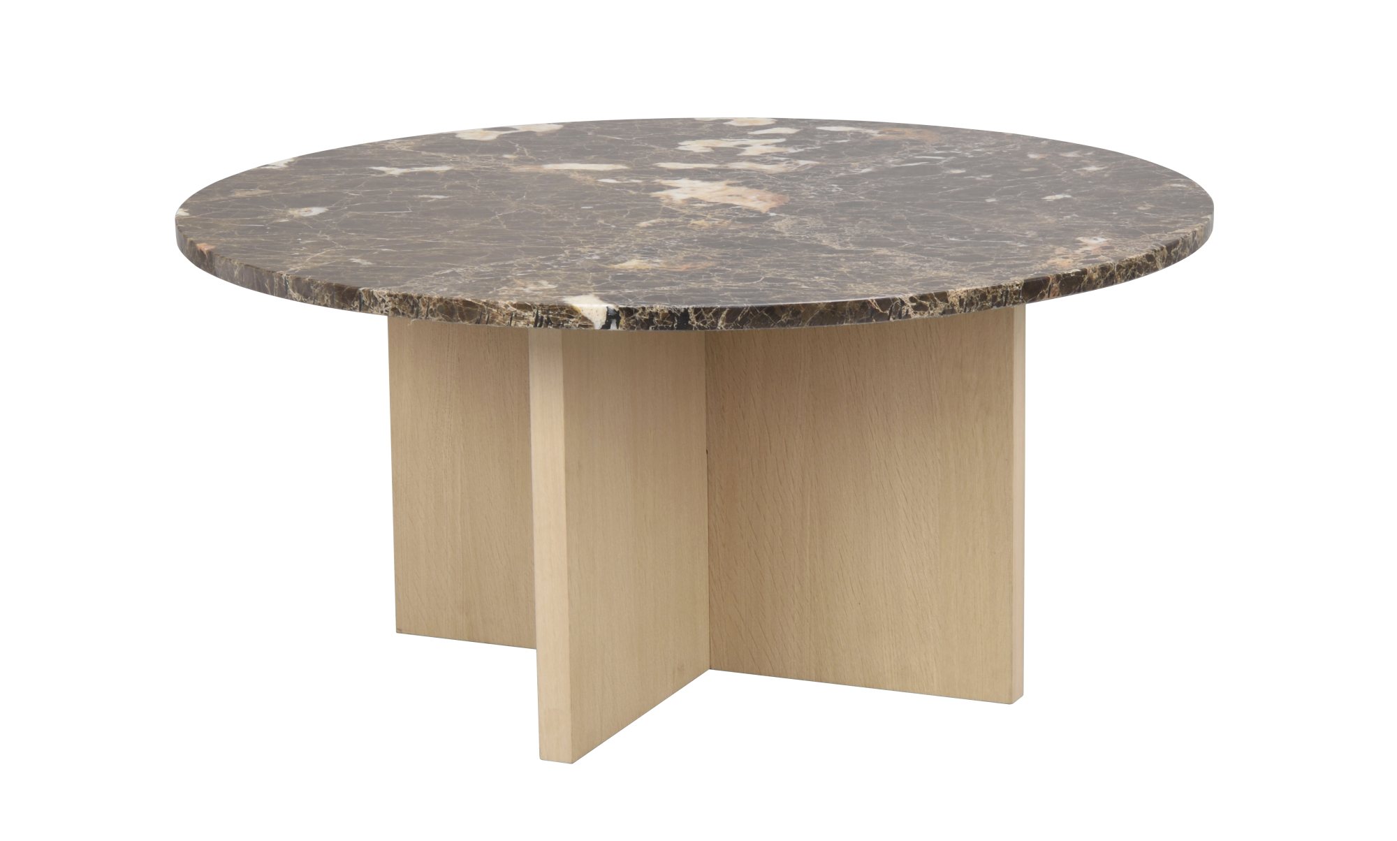 Couchtisch Brooksville, Marmor Rund 90cm, Braun / Weiß passt perfekt in stilvolle Wohnräume. Couchtisch Brooksville, Marmor Rund 90cm, Braun / Weiß