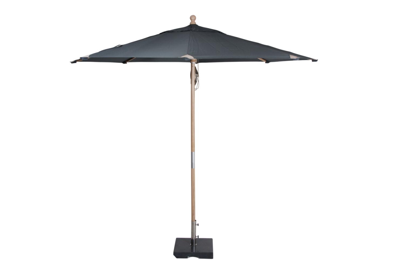 Sonnenschirm Reggio aus Buchenholz und Polyester, modern skandinavisch, Ø 300 cm, grau