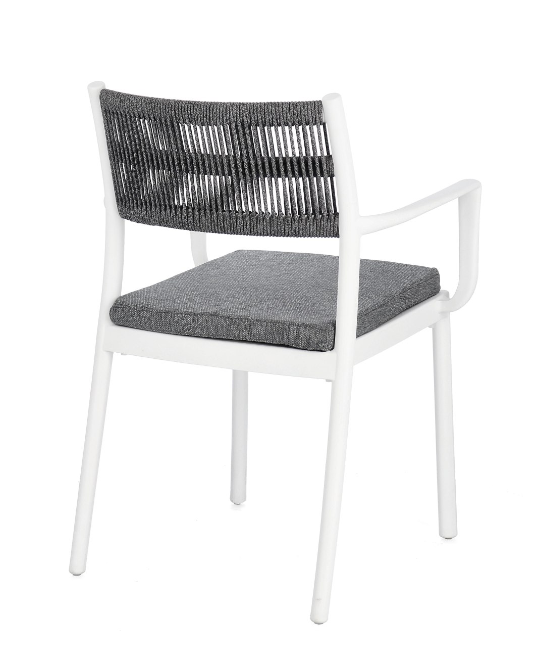 Gartenstuhl Alvin mit Armlehne, Weiß / Dunkelgrau