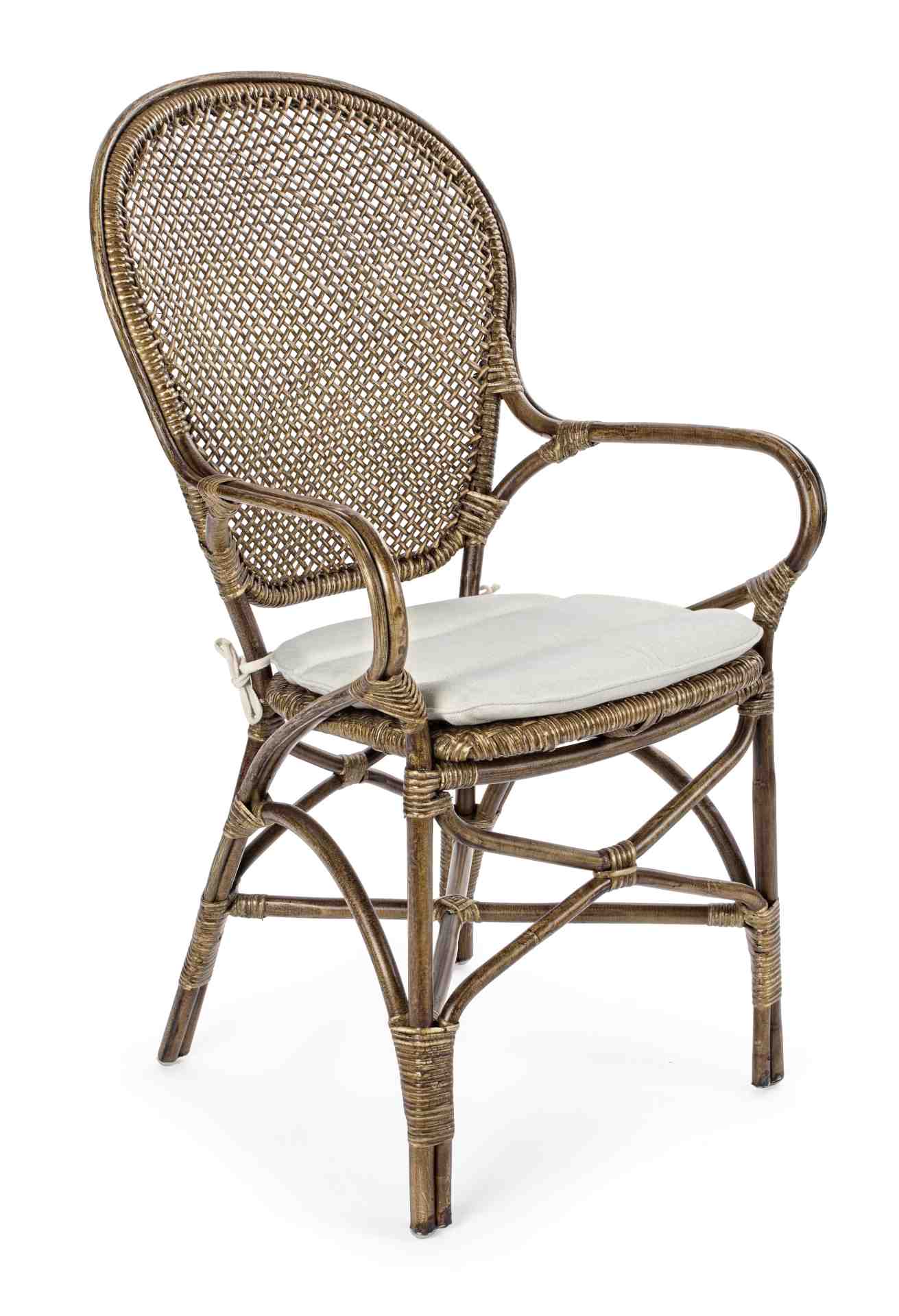 Der Stuhl Edelina überzeugt mit seinem klassischem Design. Gefertigt wurde der Stuhl aus Rattan, welches einen braunen Farbton besitzt. Der Stuhl beinhaltet ein Sitzkissen aus Baumwolle. Die Sitzhöhe beträgt 47 cm.
