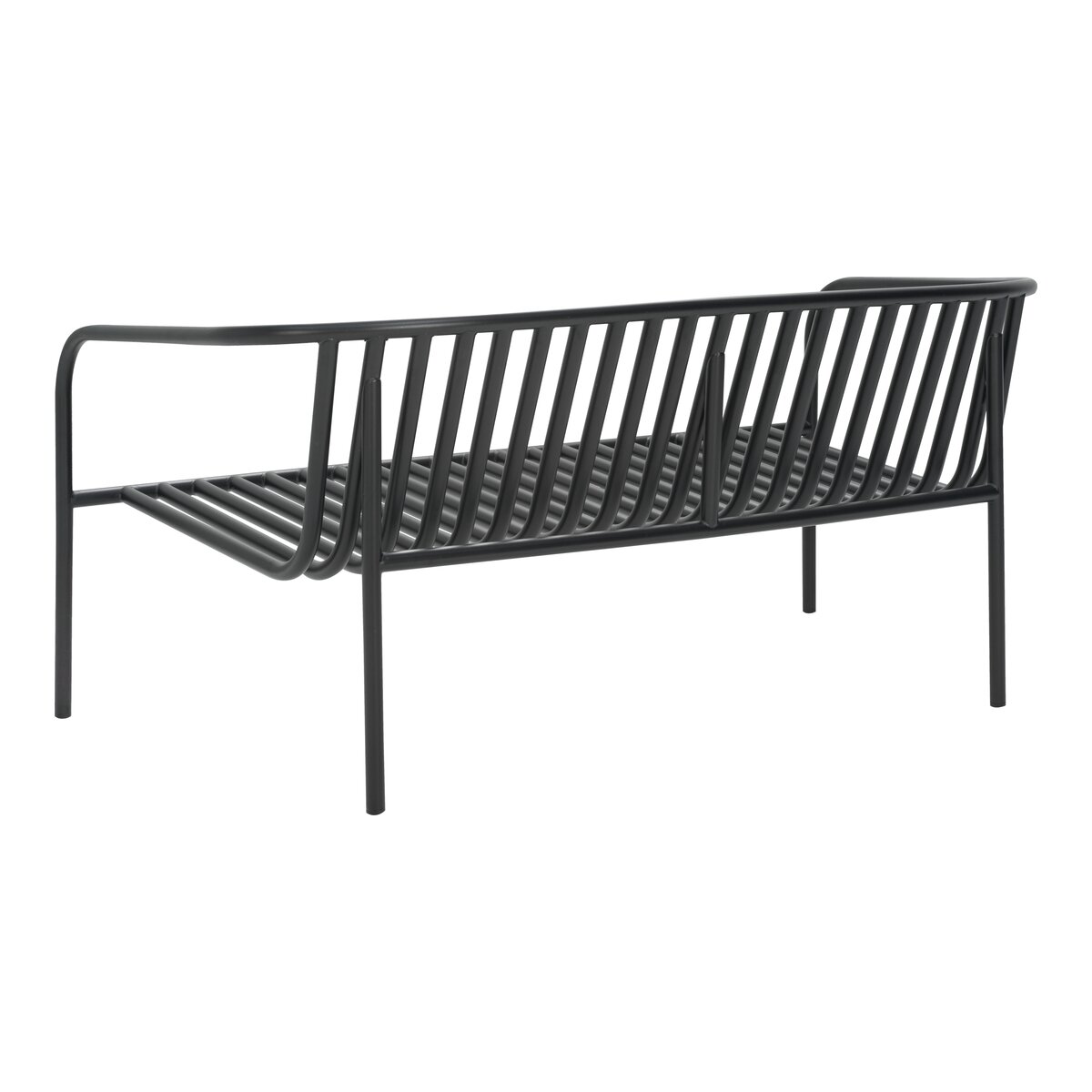 Gartensofa Bendt 2-Sitzer, Aluminium & Teddy-Stoff, Anthrazit/Schwarz